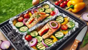 Gegrillte Lachs-Päckchen mit Gemüse