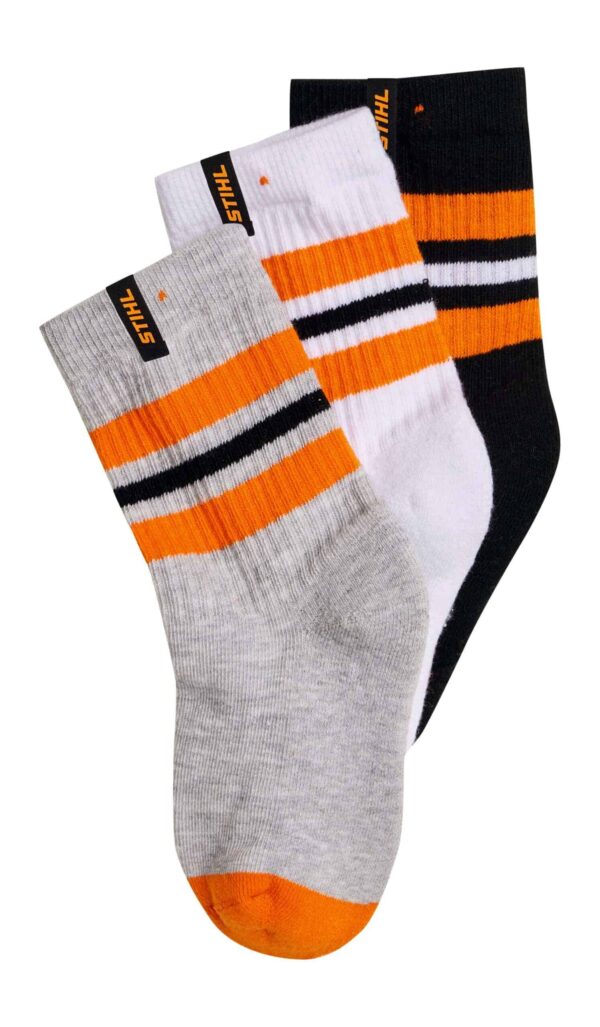 Kindersocken Gr. 28-30 3er Set STRIPES Schwarz / Weiß/ Grau