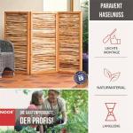 Paravent aus Haselnuss Sichtschutz ca. Größe (HxB) 120 x 180 cm 3-teilig – Bild 4